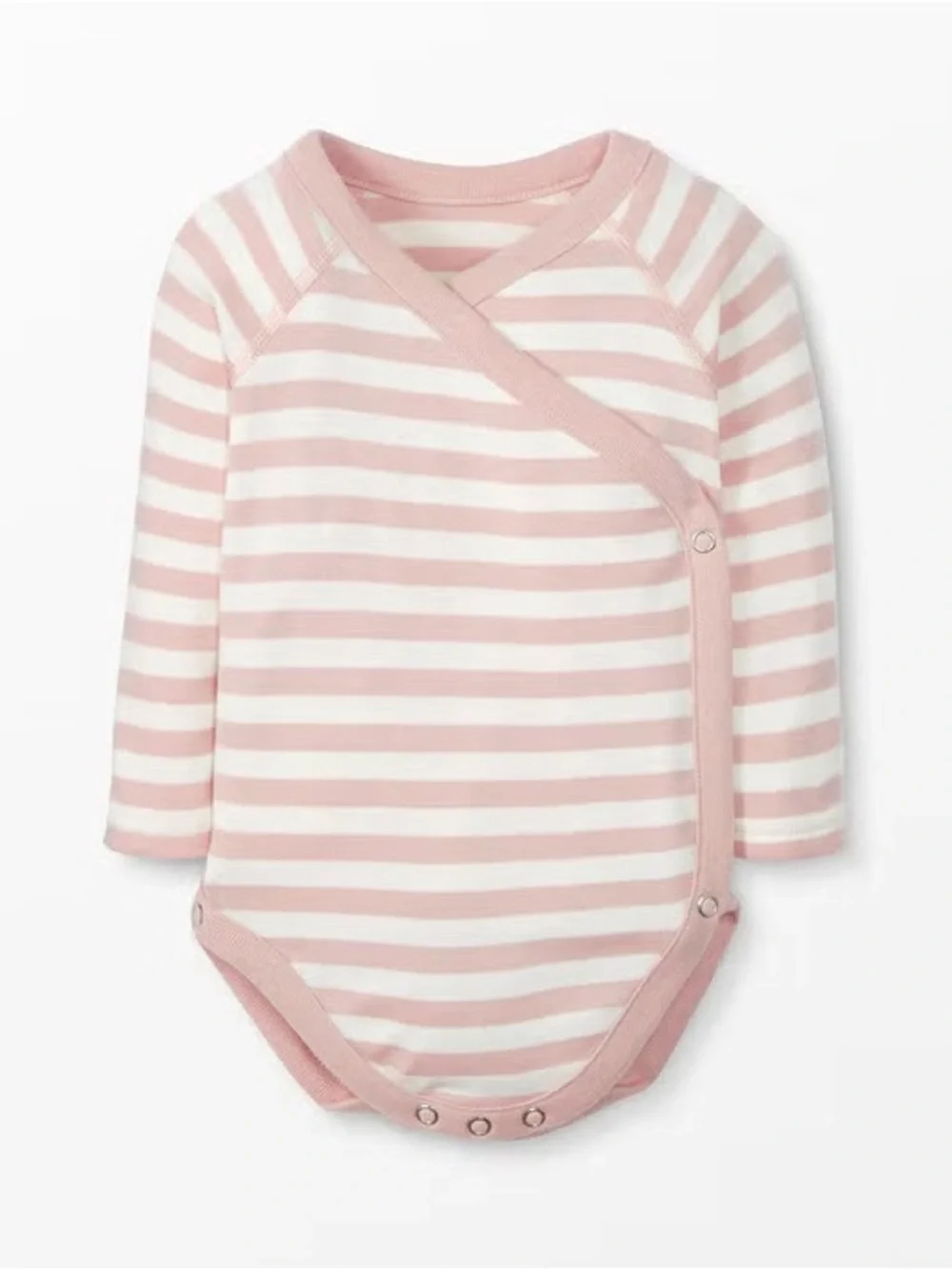 Hanna Andersson Pink and White Striped Long-Sleeve One-Piece